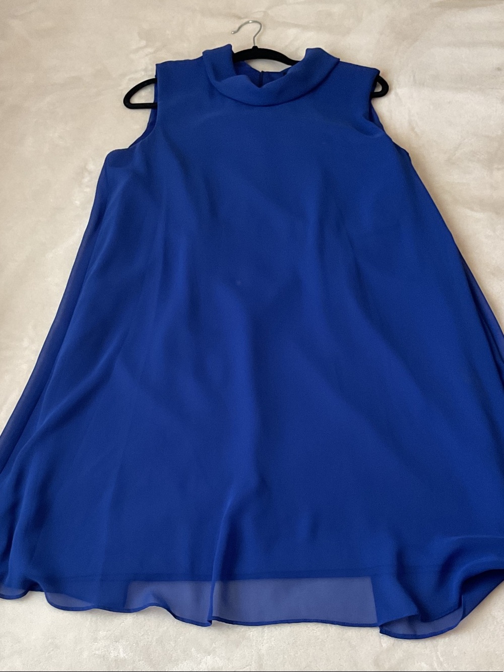 Connected Apparel Cowl Neck Dress in Royal Blue
